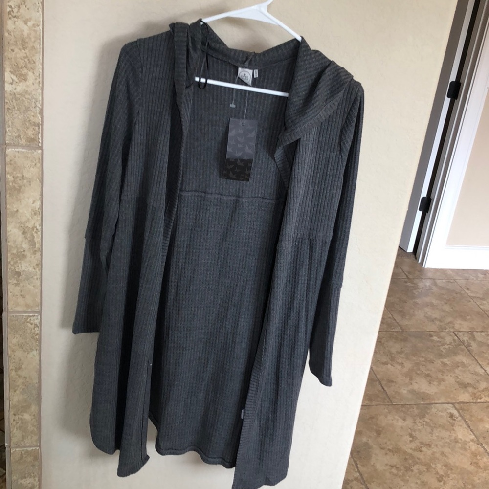 Brand new grey cardigan w/ hood